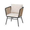 Poltrona da esterno in rattan PE con struttura in acciaio verniciato nero e cuscini in poliestere beige 62 x 65 x 78 cm