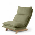 Poltrona lounge con cuscino removibile 75x80x90 cm rivestimento in tessuto verde con struttura in legno massello e gambe in legno naturale