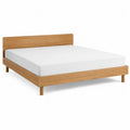 Letto matrimoniale rettangolare in legno massello di quercia colore rovere naturale con rete a doghe 180 x 200 cm